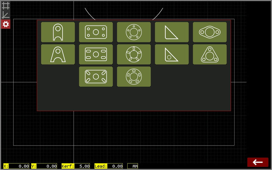 Built-in shape library with parametric templates
