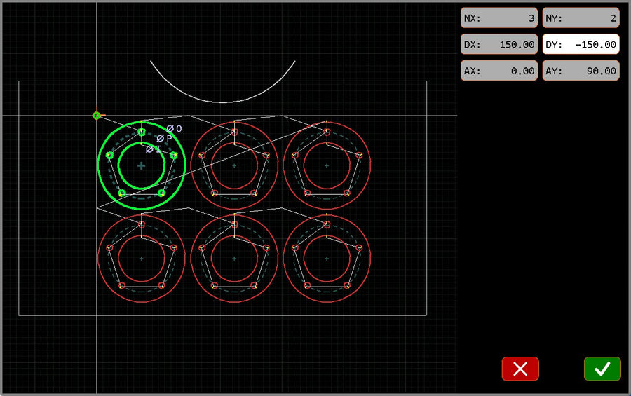 Patterning tool — array of flanged parts across a sheet